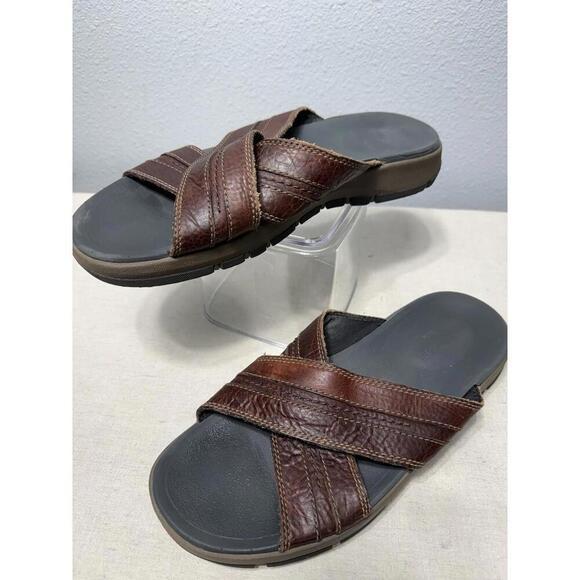 Clarks  Leather‎ Slide Slilp On Sandals Mens US 19 M - Picture 2 of 9